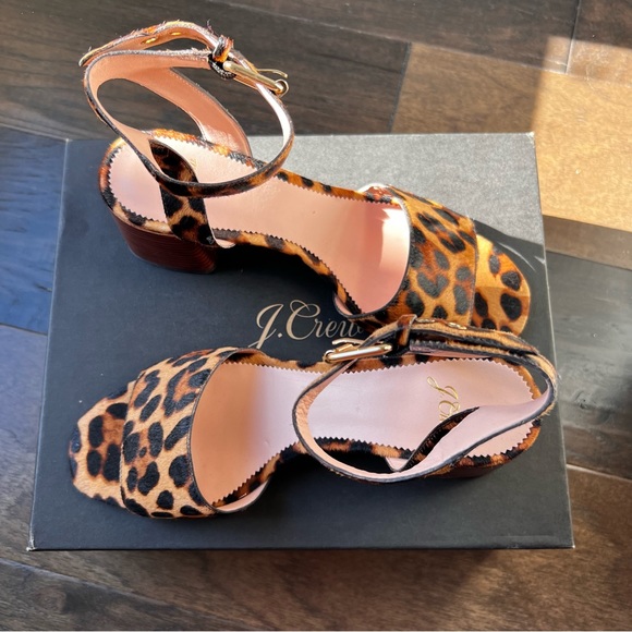 J. Crew Leopard Wide-Strap Penny Sandals in Calf Hair - color: Rich Mahogany - Picture 9 of 11